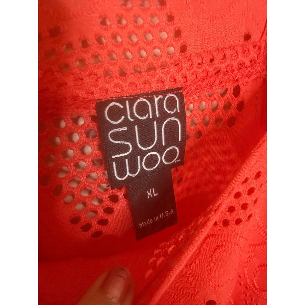 CLARA SUN WOO Women's XL Eyelet Cold Shoulder Tunic Top Orange Cover Up USA - Picture 7 of 11